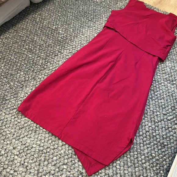 Porto San Francisco Magenta Pink Asymmetrical Midi Shift Dress Size 2 - Picture 8 of 10